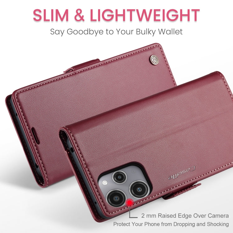 For Xiaomi Redmi 12 4G／12 5G／Note 12R／POCO M6 Pro 5G CaseMe 023 Butterfly Buckle Litchi Texture RFID Anti-theft Leather Phone Case(Wine Red) - Xiaomi Cases by CaseMe | Online Shopping South Africa | PMC Jewellery | Buy Now Pay Later Mobicred