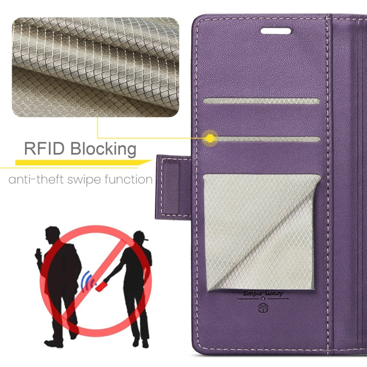 For Xiaomi Redmi 12 4G／12 5G／Note 12R／POCO M6 Pro 5G CaseMe 023 Butterfly Buckle Litchi Texture RFID Anti-theft Leather Phone Case(Pearly Purple) - Xiaomi Cases by CaseMe | Online Shopping South Africa | PMC Jewellery | Buy Now Pay Later Mobicred