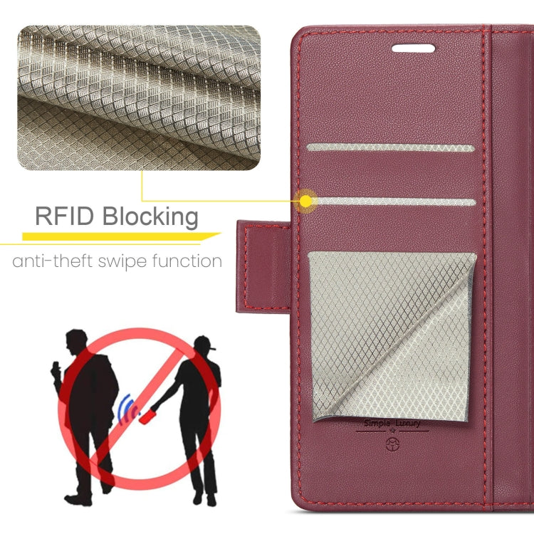 For Xiaomi 14 CaseMe 023 Butterfly Buckle Litchi Texture RFID Anti-theft Leather Phone Case(Wine Red) - 14 Cases by CaseMe | Online Shopping South Africa | PMC Jewellery | Buy Now Pay Later Mobicred