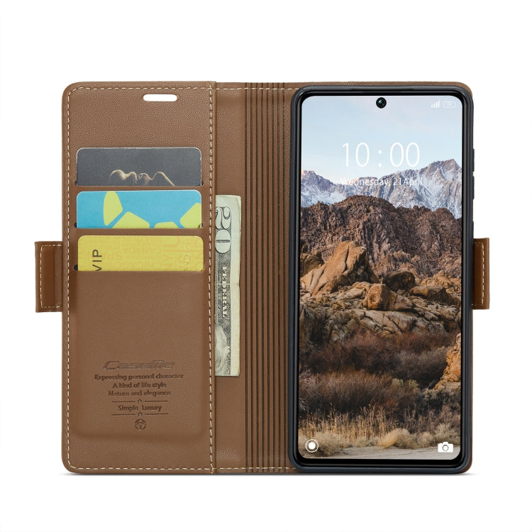 For Xiaomi Redmi Note 13 Pro 5G CaseMe 023 Butterfly Buckle Litchi Texture RFID Anti-theft Leather Phone Case(Brown) - Xiaomi Cases by CaseMe | Online Shopping South Africa | PMC Jewellery | Buy Now Pay Later Mobicred