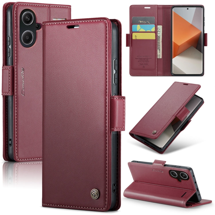 For Xiaomi Redmi Note 13 Pro+ 5G CaseMe 023 Butterfly Buckle Litchi Texture RFID Anti-theft Leather Phone Case(Wine Red) - Xiaomi Cases by CaseMe | Online Shopping South Africa | PMC Jewellery | Buy Now Pay Later Mobicred