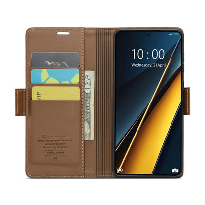 For Xiaomi Poco X6 Pro 5G/Redmi K70E 5G CaseMe 023 Butterfly Buckle Litchi Texture RFID Anti-theft Leather Phone Case(Brown) - K70E Cases by CaseMe | Online Shopping South Africa | PMC Jewellery | Buy Now Pay Later Mobicred