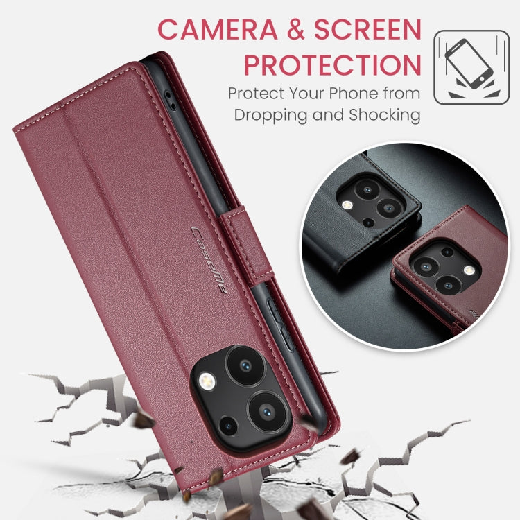 For Xiaomi Redmi Note 13 4G CaseMe 023 Butterfly Buckle Litchi Texture RFID Anti-theft Leather Phone Case(Wine Red) - Xiaomi Cases by CaseMe | Online Shopping South Africa | PMC Jewellery | Buy Now Pay Later Mobicred