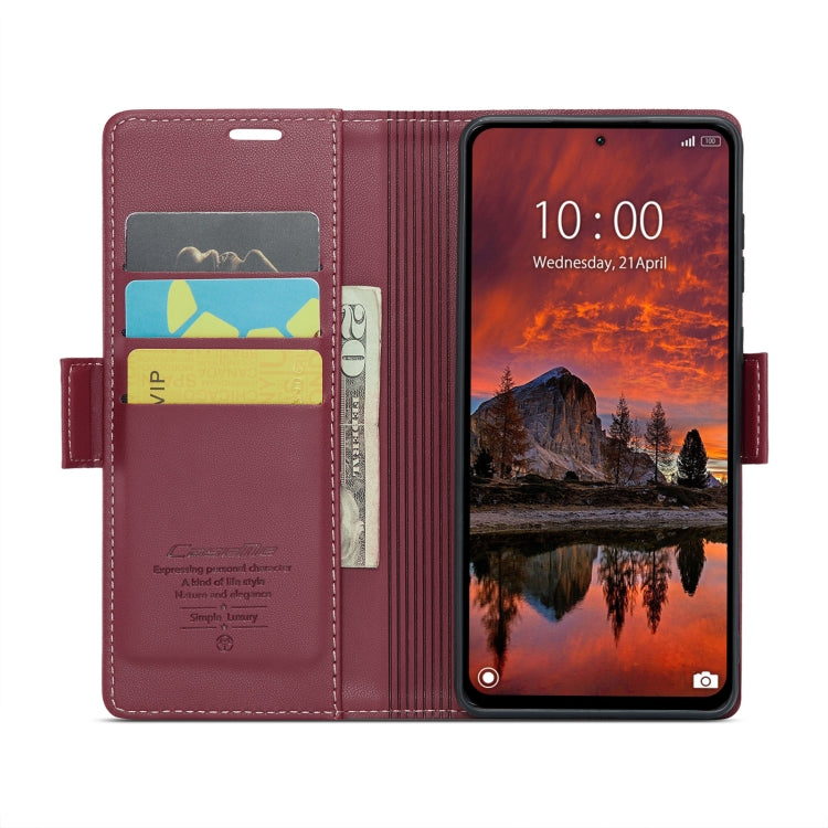 For Xiaomi Redmi Note 13 Pro 4G CaseMe 023 Butterfly Buckle Litchi Texture RFID Anti-theft Leather Phone Case(Wine Red) - Xiaomi Cases by CaseMe | Online Shopping South Africa | PMC Jewellery | Buy Now Pay Later Mobicred