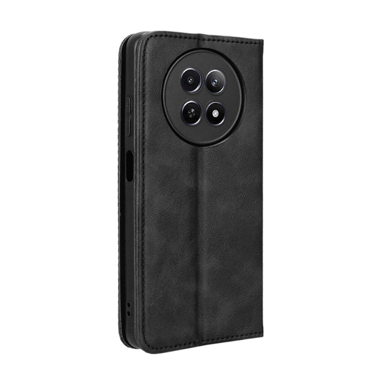 For Realme 12 / 12X 5G Magnetic Buckle Retro Texture Leather Phone Case(Black) - Realme Cases by PMC TechLife | Online Shopping South Africa | PMC TechLife | Buy Now Pay Later Mobicred