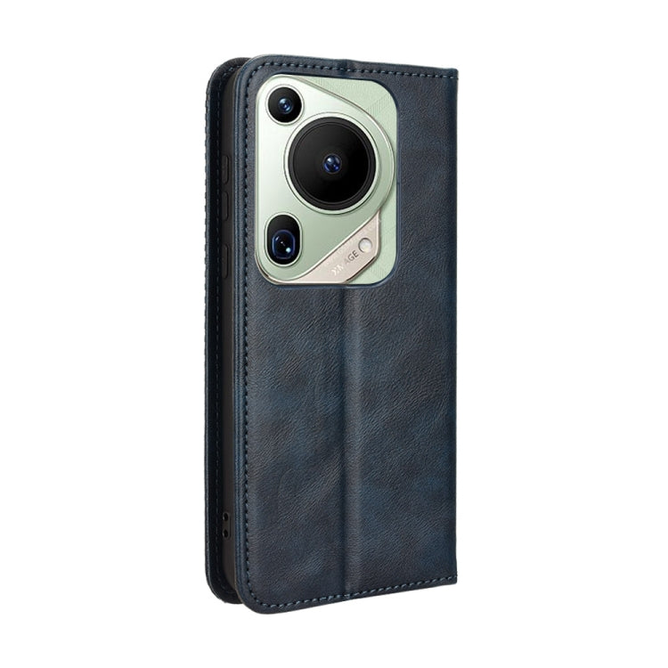 For Huawei Pura 70 Ultra Magnetic Buckle Retro Texture Leather Phone Case(Blue) - Huawei Cases by PMC Jewellery | Online Shopping South Africa | PMC Jewellery | Buy Now Pay Later Mobicred