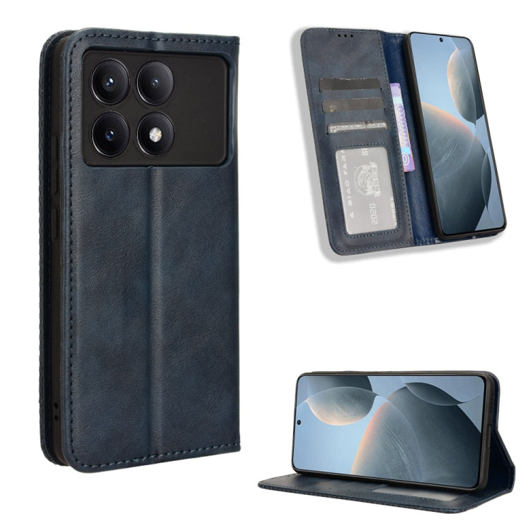 For Xiaomi Redmi K70 / K70 Pro Magnetic Buckle Retro Texture Leather Phone Case(Blue) - K70 Pro Cases by PMC Jewellery | Online Shopping South Africa | PMC Jewellery | Buy Now Pay Later Mobicred