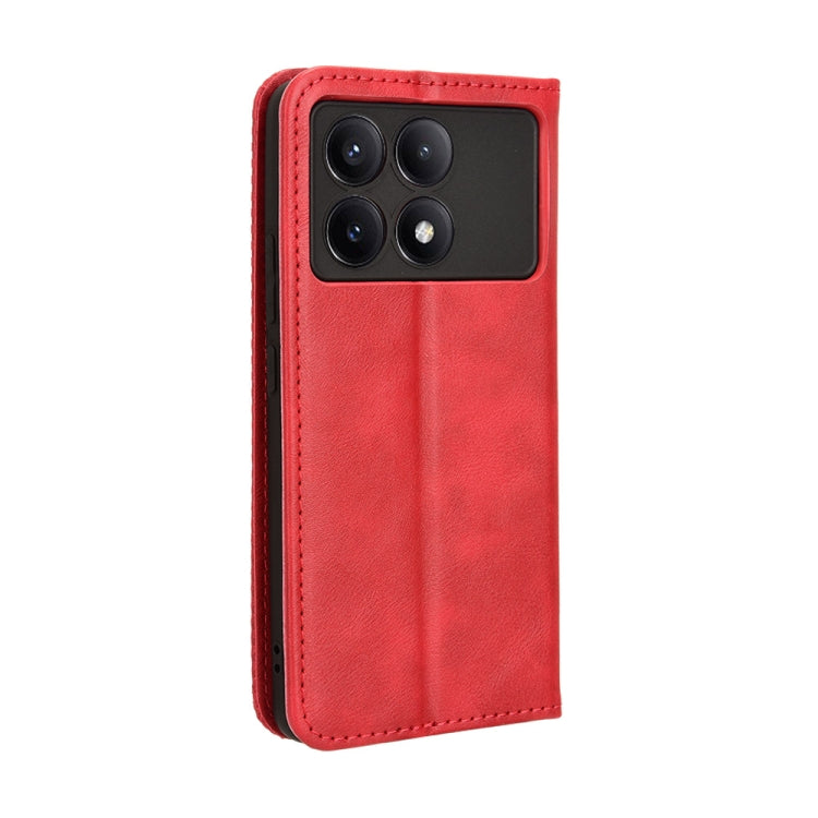 For Xiaomi Redmi K70E / Poco X6 Pro Magnetic Buckle Retro Texture Leather Phone Case(Red) - K70E Cases by PMC Jewellery | Online Shopping South Africa | PMC Jewellery | Buy Now Pay Later Mobicred