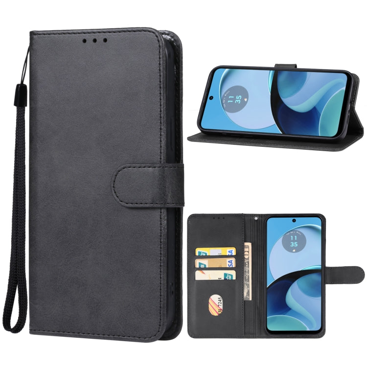 For Motorola Moto G14 Leather Phone Case(Black) - Motorola Cases by PMC Jewellery | Online Shopping South Africa | PMC Jewellery | Buy Now Pay Later Mobicred