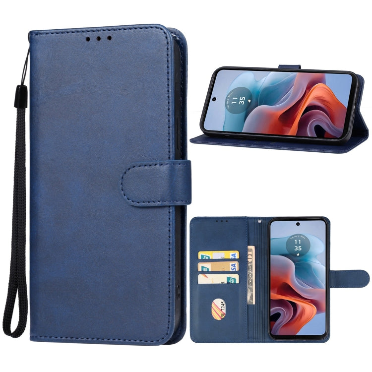 For Motorola Moto G34 Leather Phone Case(Blue) - Motorola Cases by PMC Jewellery | Online Shopping South Africa | PMC Jewellery | Buy Now Pay Later Mobicred