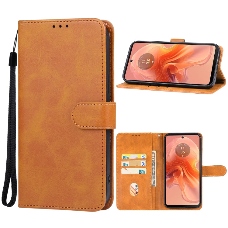 For Motorola Moto G04 Leather Phone Case(Brown) - Motorola Cases by PMC Jewellery | Online Shopping South Africa | PMC Jewellery | Buy Now Pay Later Mobicred