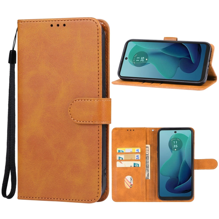 For Motorola Moto G 5G 2024 Leather Phone Case(Brown) - Motorola Cases by PMC Jewellery | Online Shopping South Africa | PMC Jewellery | Buy Now Pay Later Mobicred