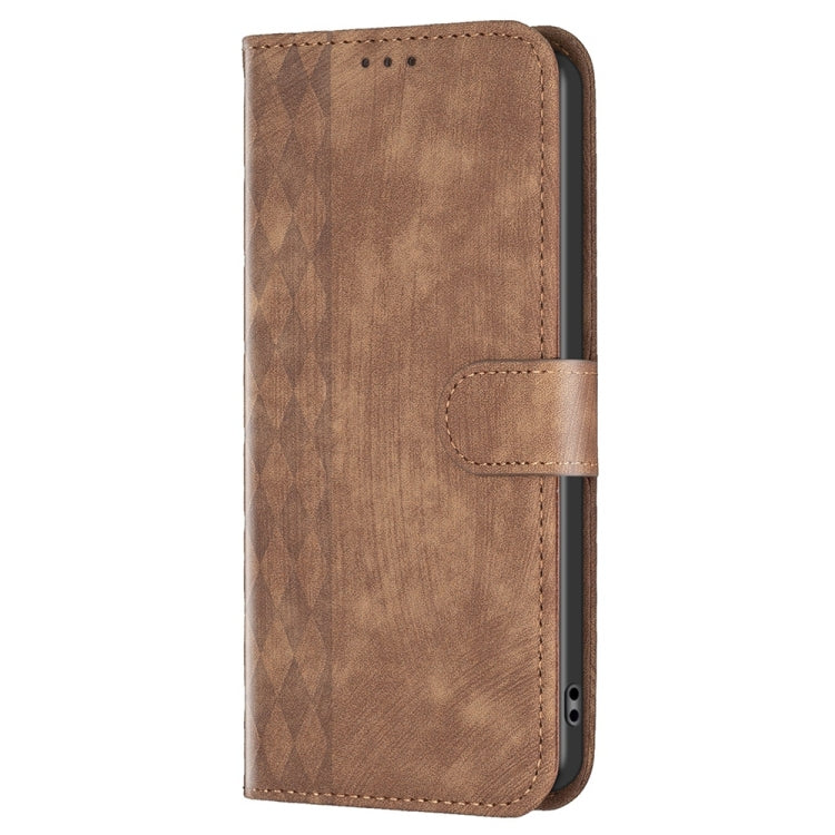 For Xiaomi 13 Plaid Embossed Leather Phone Case(Brown) - 13 Cases by PMC Jewellery | Online Shopping South Africa | PMC Jewellery | Buy Now Pay Later Mobicred