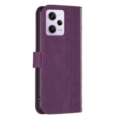 For Xiaomi Redmi Note 12 Pro Global Plaid Embossed Leather Phone Case(Purple) - Xiaomi Cases by PMC Jewellery | Online Shopping South Africa | PMC Jewellery | Buy Now Pay Later Mobicred