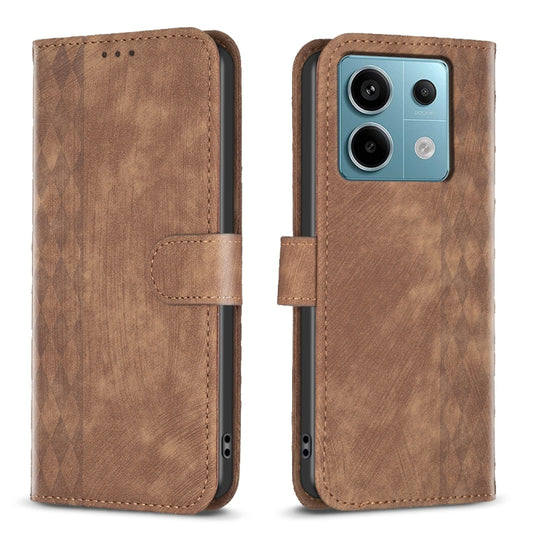 For Xiaomi Redmi Note 13 Pro 4G Global Plaid Embossed Leather Phone Case(Brown) - Note 13 Pro Cases by PMC Jewellery | Online Shopping South Africa | PMC Jewellery | Buy Now Pay Later Mobicred