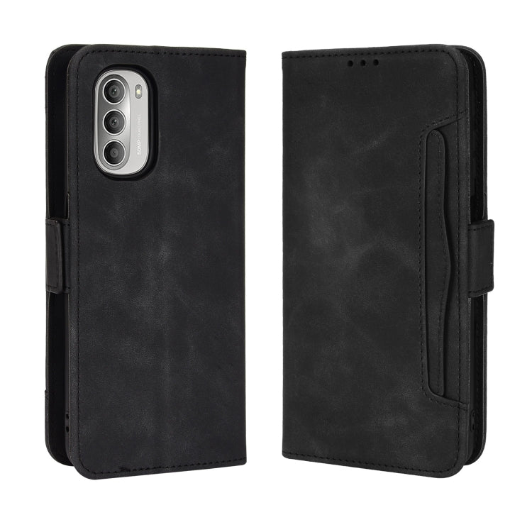 For Motorola Moto G52J 5G Skin Feel Calf Texture Card Slots Leather Phone Case(Black) - Motorola Cases by PMC Jewellery | Online Shopping South Africa | PMC Jewellery | Buy Now Pay Later Mobicred