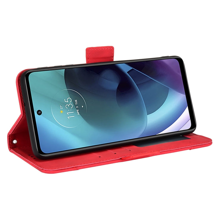 For Motorola Moto G52J 5G Skin Feel Calf Texture Card Slots Leather Phone Case(Red) - Motorola Cases by PMC Jewellery | Online Shopping South Africa | PMC Jewellery | Buy Now Pay Later Mobicred