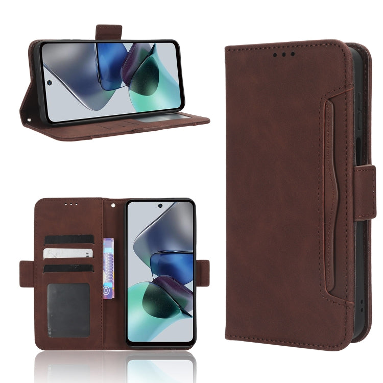 For Motorola Moto G53 / G13 Skin Feel Calf Texture Card Slots Leather Phone Case(Brown) - Motorola Cases by PMC Jewellery | Online Shopping South Africa | PMC Jewellery | Buy Now Pay Later Mobicred