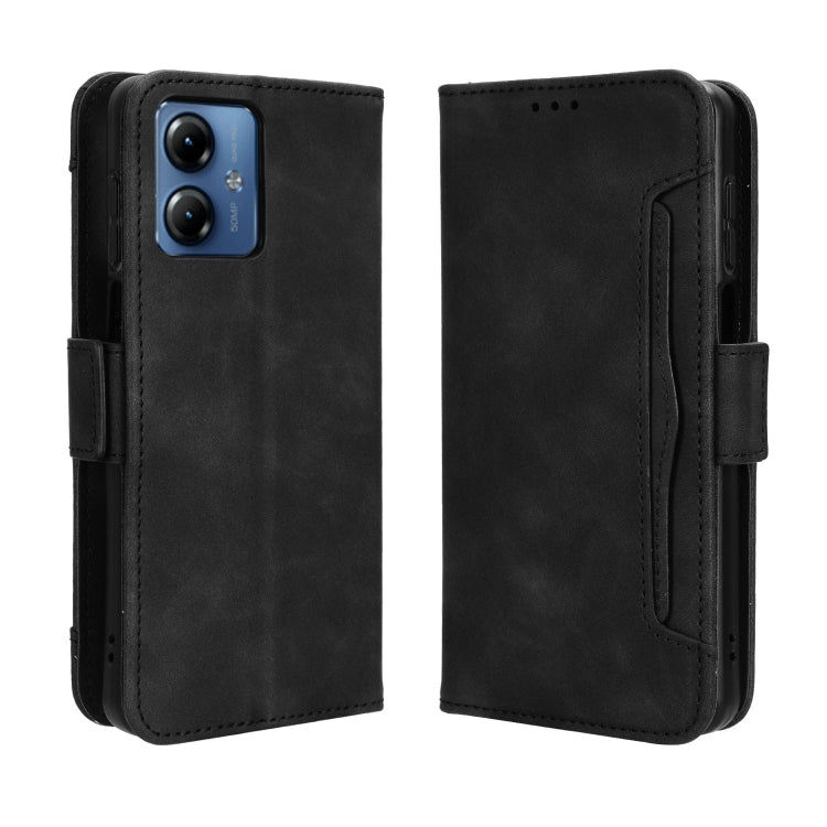 For Motorola Moto G14 4G Skin Feel Calf Texture Card Slots Leather Phone Case(Black) - Motorola Cases by PMC Jewellery | Online Shopping South Africa | PMC Jewellery | Buy Now Pay Later Mobicred