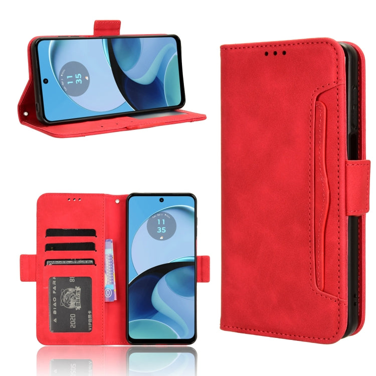 For Motorola Moto G14 4G Skin Feel Calf Texture Card Slots Leather Phone Case(Red) - Motorola Cases by PMC Jewellery | Online Shopping South Africa | PMC Jewellery | Buy Now Pay Later Mobicred