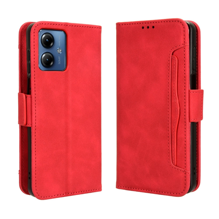 For Motorola Moto G14 4G Skin Feel Calf Texture Card Slots Leather Phone Case(Red) - Motorola Cases by PMC Jewellery | Online Shopping South Africa | PMC Jewellery | Buy Now Pay Later Mobicred