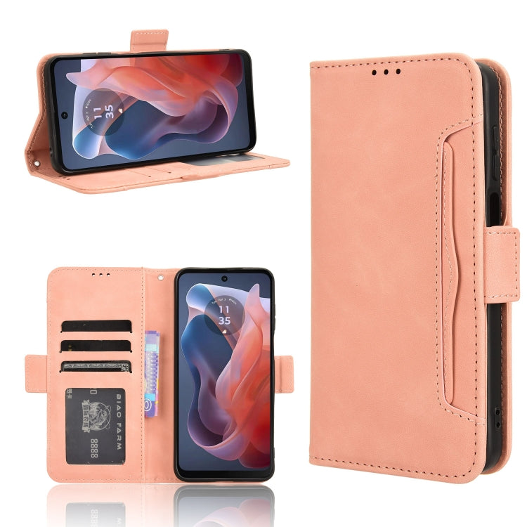 For Motorola Moto G Play 4G 2024 Skin Feel Calf Texture Card Slots Leather Phone Case(Pink) - Motorola Cases by PMC Jewellery | Online Shopping South Africa | PMC Jewellery | Buy Now Pay Later Mobicred