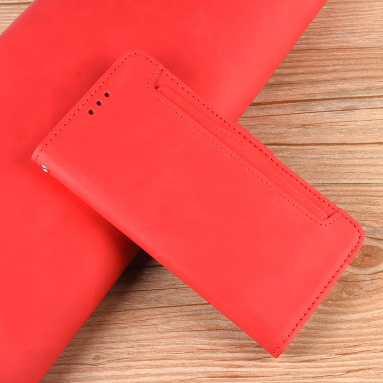 For Motorola Moto G04 / G24 Skin Feel Calf Texture Card Slots Leather Phone Case(Red) - Motorola Cases by PMC Jewellery | Online Shopping South Africa | PMC Jewellery | Buy Now Pay Later Mobicred