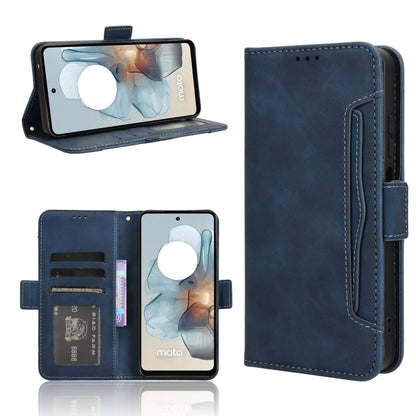 For Motorola Moto G34 5G Skin Feel Calf Texture Card Slots Leather Phone Case(Blue) - Motorola Cases by PMC Jewellery | Online Shopping South Africa | PMC Jewellery | Buy Now Pay Later Mobicred