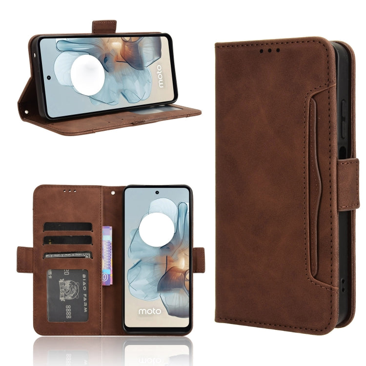 For Motorola Moto G34 5G Skin Feel Calf Texture Card Slots Leather Phone Case(Brown) - Motorola Cases by PMC Jewellery | Online Shopping South Africa | PMC Jewellery | Buy Now Pay Later Mobicred