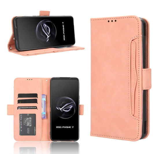 For ASUS ROG Phone 7 Skin Feel Calf Texture Card Slots Leather Phone Case(Pink) - ASUS Cases by PMC Jewellery | Online Shopping South Africa | PMC Jewellery | Buy Now Pay Later Mobicred