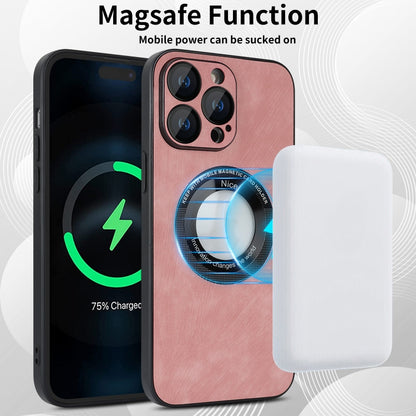 For iPhone 14 Pro Skin Feel Leather MagSafe Magnetic Phone Case(Pink) - iPhone 14 Pro Cases by PMC Jewellery | Online Shopping South Africa | PMC Jewellery