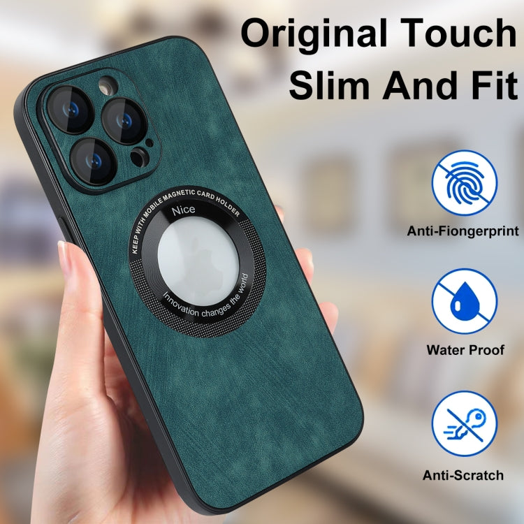 For iPhone 14 Pro Max Skin Feel Leather MagSafe Magnetic Phone Case(Green) - iPhone 14 Pro Max Cases by PMC TechLife | Online Shopping South Africa | PMC TechLife