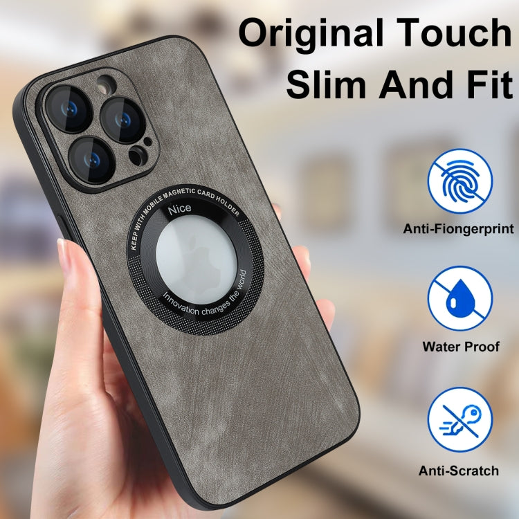 For iPhone 12 Skin Feel Leather MagSafe Magnetic Phone Case(Grey) - iPhone 12 / 12 Pro Cases by PMC TechLife | Online Shopping South Africa | PMC TechLife