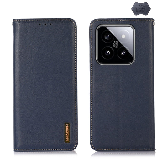 For Xiaomi 14 Pro KHAZNEH Nappa Top Layer Cowhide Leather Phone Case(Blue) - 14 Pro Cases by PMC Jewellery | Online Shopping South Africa | PMC Jewellery | Buy Now Pay Later Mobicred