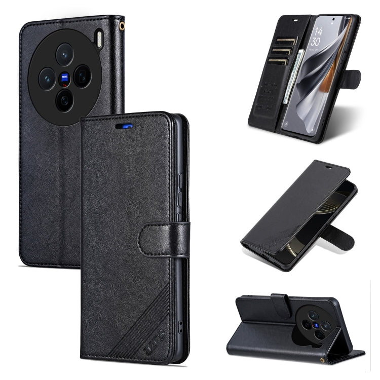 For vivo X200 AZNS Sheepskin Texture Flip Leather Phone Case(Black) - X200 Cases by AZNS | Online Shopping South Africa | PMC Jewellery | Buy Now Pay Later Mobicred