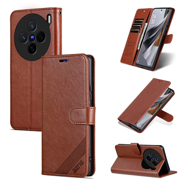 For vivo X200 AZNS Sheepskin Texture Flip Leather Phone Case(Brown) - X200 Cases by AZNS | Online Shopping South Africa | PMC Jewellery | Buy Now Pay Later Mobicred