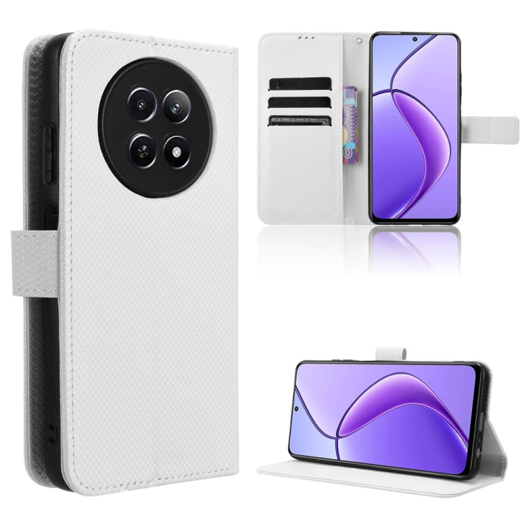 For Realme 12 5G / 12X 5G Diamond Texture Leather Phone Case(White) - Realme Cases by PMC TechLife | Online Shopping South Africa | PMC TechLife | Buy Now Pay Later Mobicred