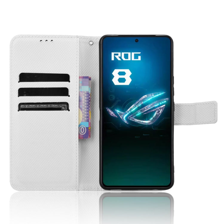 For ASUS ROG Phone 8 Diamond Texture Leather Phone Case(White) - ASUS Cases by PMC Jewellery | Online Shopping South Africa | PMC Jewellery