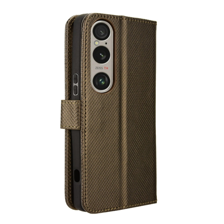 For Sony Xperia 1 VI 2024 Diamond Texture Leather Phone Case(Brown) - Sony Cases by PMC Jewellery | Online Shopping South Africa | PMC Jewellery | Buy Now Pay Later Mobicred