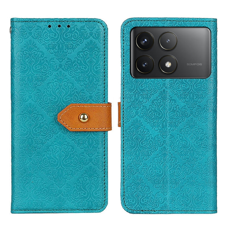 For Xiaomi Redmi K70 5G / K70 Pro 5G European Floral Embossed Leather Phone Case(Blue) - K70 Cases by PMC Jewellery | Online Shopping South Africa | PMC Jewellery | Buy Now Pay Later Mobicred