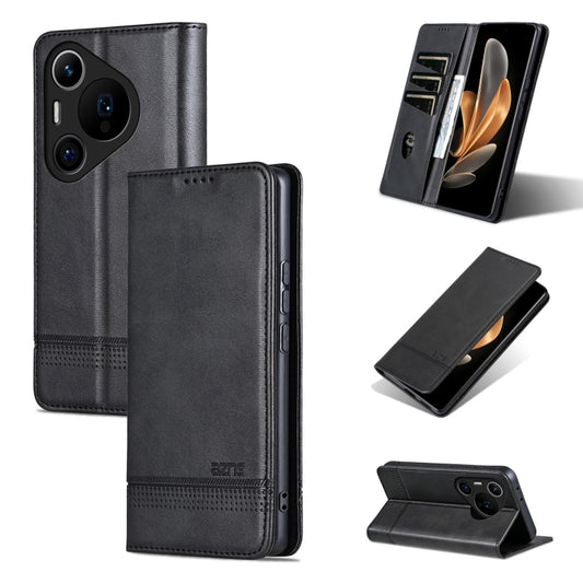 For Huawei Pura 70 Pro / 70 Pro+ Fine Hole AZNS Magnetic Calf Texture Flip Leather Phone Case(Black) - Huawei Cases by AZNS | Online Shopping South Africa | PMC Jewellery | Buy Now Pay Later Mobicred