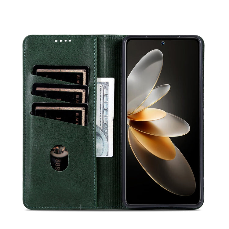 For Huawei Pura 70 Fine Hole AZNS Magnetic Calf Texture Flip Leather Phone Case(Dark Green) - Huawei Cases by AZNS | Online Shopping South Africa | PMC Jewellery | Buy Now Pay Later Mobicred