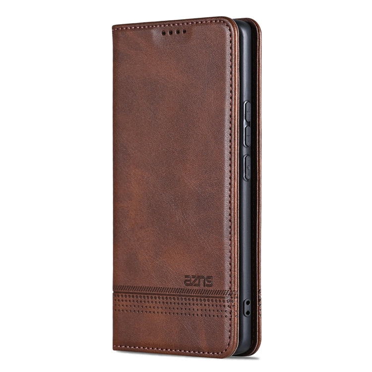 For Huawei Pura 70 Fine Hole AZNS Magnetic Calf Texture Flip Leather Phone Case(Dark Brown) - Huawei Cases by AZNS | Online Shopping South Africa | PMC Jewellery | Buy Now Pay Later Mobicred