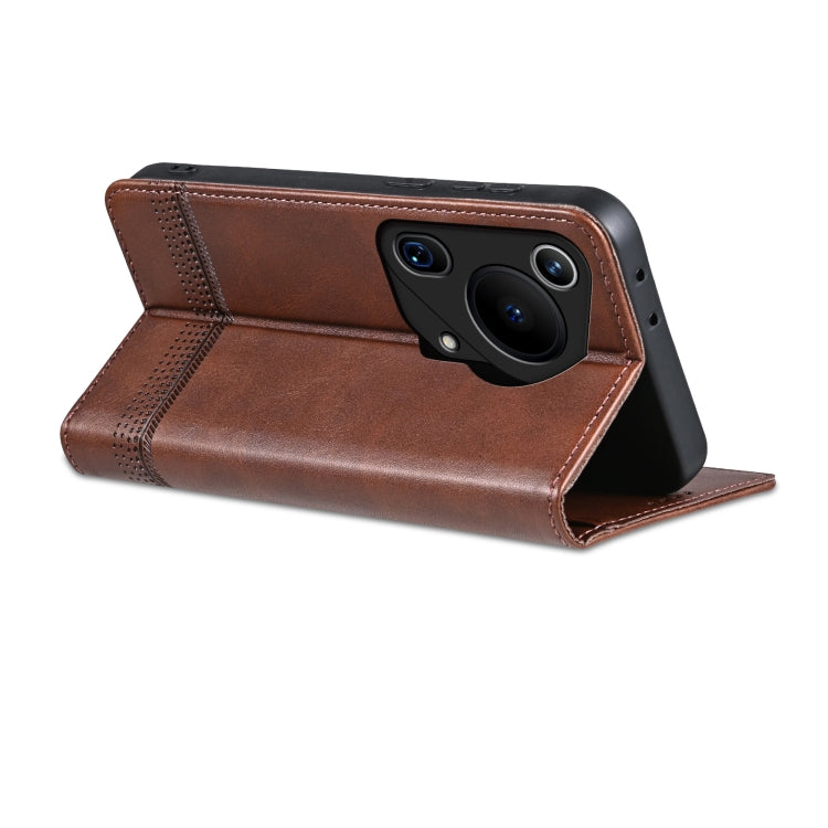 For Huawei Pura 70 Ultra AZNS Magnetic Calf Texture Flip Leather Phone Case(Dark Brown) - Huawei Cases by AZNS | Online Shopping South Africa | PMC Jewellery | Buy Now Pay Later Mobicred