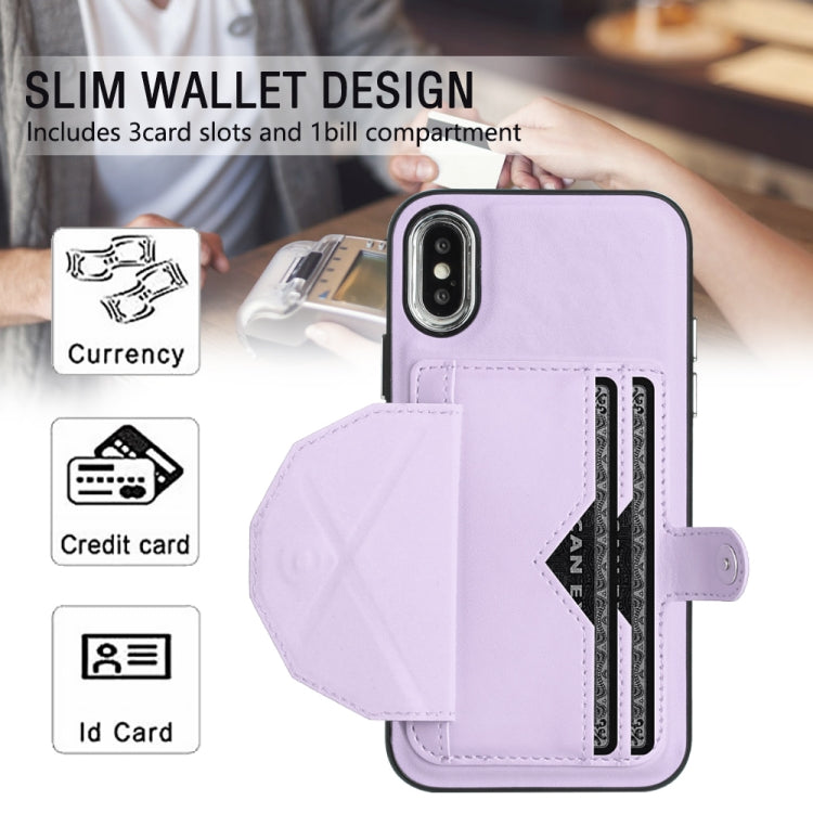 For iPhone X / XS Shockproof Leather Phone Case with Card Holder(Purple) - More iPhone Cases by PMC Jewellery | Online Shopping South Africa | PMC Jewellery