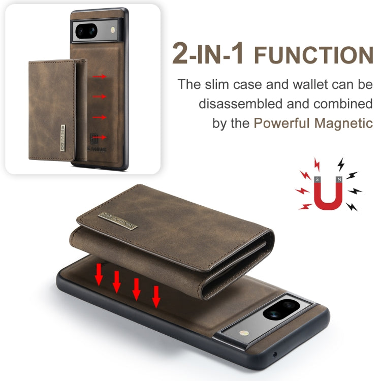For Google Pixel 7A DG.MING M1 Series 3-Fold Multi Card Wallet + Magnetic Phone Case(Coffee) - Google Cases by DG.MING | Online Shopping South Africa | PMC TechLife | Buy Now Pay Later Mobicred