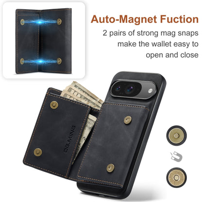 For Google Pixel 9 / 9 Pro DG.MING M1 Series 3-Fold Multi Card Wallet + Magnetic Phone Case(Black) - Google Cases by DG.MING | Online Shopping South Africa | PMC Jewellery | Buy Now Pay Later Mobicred