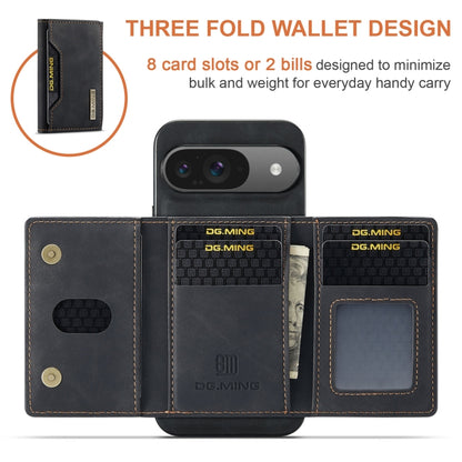 For Google Pixel 9 / 9 Pro DG.MING M2 Series 3-Fold Multi Card Bag + Magnetic Phone Case(Black) - Google Cases by DG.MING | Online Shopping South Africa | PMC Jewellery | Buy Now Pay Later Mobicred