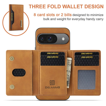 For Google Pixel 9 / 9 Pro DG.MING M2 Series 3-Fold Multi Card Bag + Magnetic Phone Case(Brown) - Google Cases by DG.MING | Online Shopping South Africa | PMC Jewellery | Buy Now Pay Later Mobicred