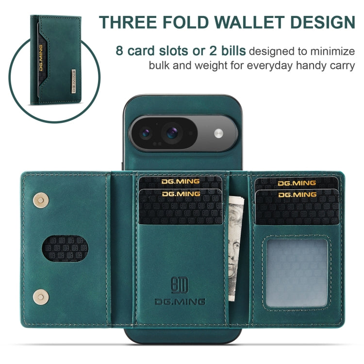 For Google Pixel 9 / 9 Pro DG.MING M2 Series 3-Fold Multi Card Bag + Magnetic Phone Case(Green) - Google Cases by DG.MING | Online Shopping South Africa | PMC Jewellery | Buy Now Pay Later Mobicred